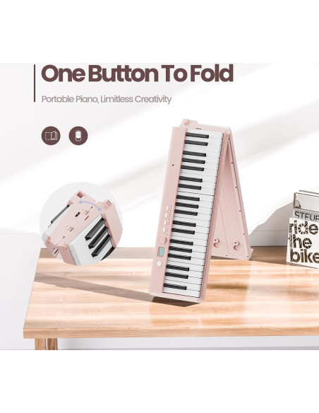 Piano Digital Plegable Cossain 88 Teclas Bluetooth Rosa