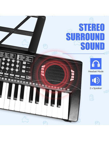 Teclado Digital Eléctrico 61 Teclas 24HOCL con Micrófono