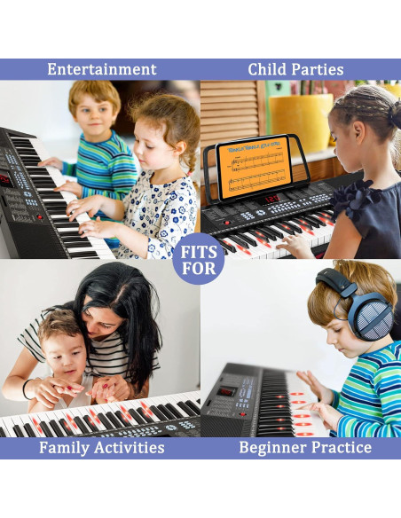 Teclado Piano Eléctrico Vangoa VGK611 61 Teclas Iluminadas