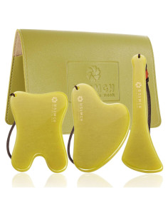 Juego de 3 Herramientas Gua Sha Jade Lusomch para Masaje Facial