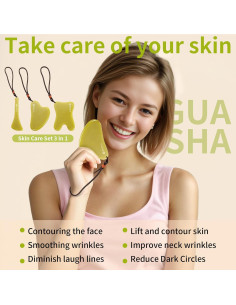 Juego de 3 Herramientas Gua Sha Jade Lusomch para Masaje Facial 2
