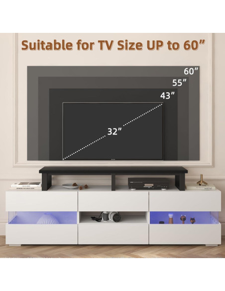 Soporte para TV Grande YAOHUOO 114.3 cm hasta 152.4 cm Negro