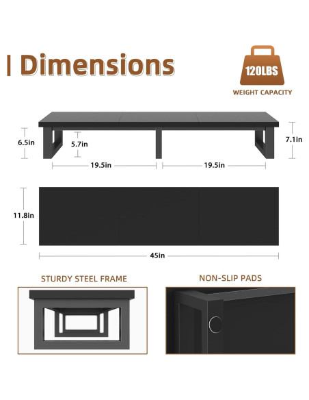 Soporte para TV Grande YAOHUOO 114.3 cm hasta 152.4 cm Negro
