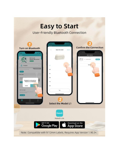 Etiquetadora Portátil Makeid L1 con 3 Cintas de 16mm