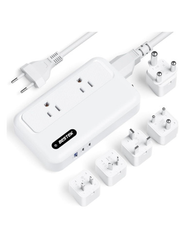 Convertidor de Voltaje BESTEK 220V a 110V con USB 3 Puertos