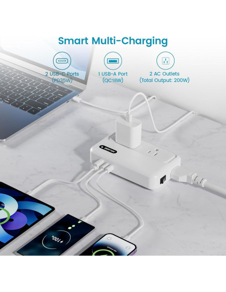 Convertidor de Voltaje BESTEK 220V a 110V con USB 3 Puertos