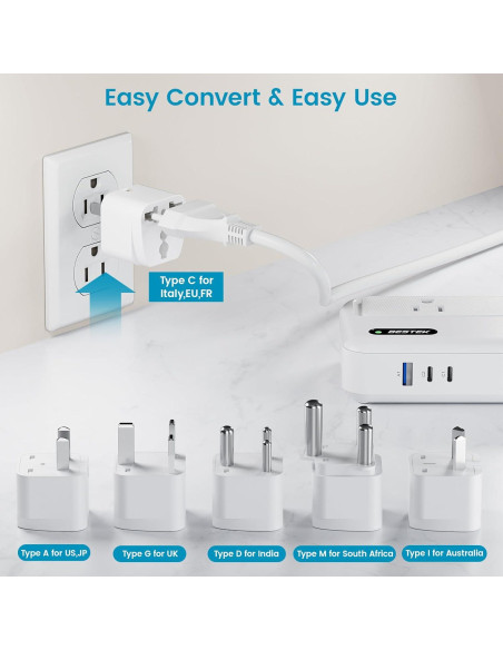 Convertidor de Voltaje BESTEK 220V a 110V con USB 3 Puertos