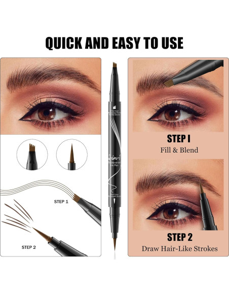 Lápiz de Cejas Microblading Impermeable Liayozl Gris 2-en-1