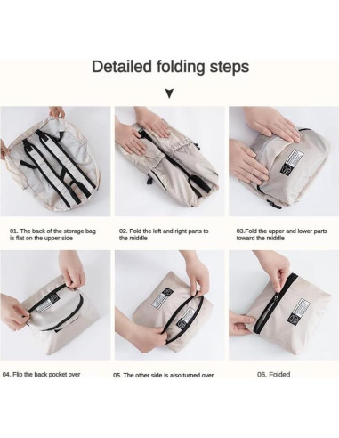 Mochila Plegable Ligera 15L Beige para Viajes y Senderismo