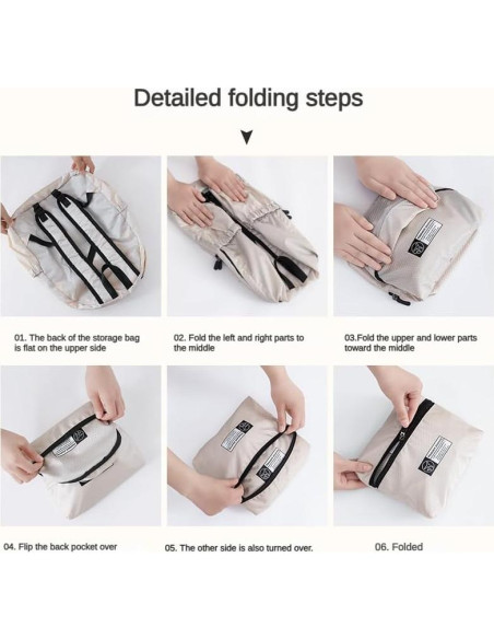 Mochila Plegable Ligera 15L Beige para Viajes y Senderismo