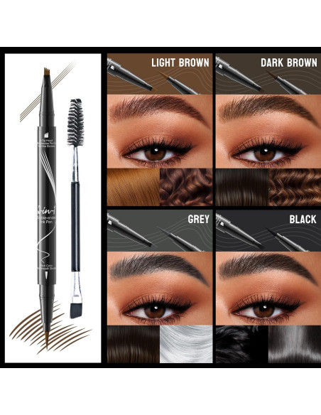 Lápiz de Cejas Microblading Impermeable Liayozl Gris 2-en-1