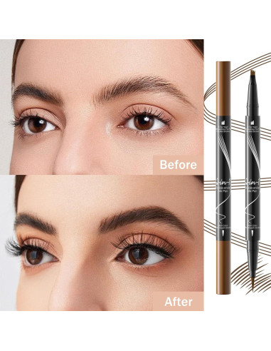 Lápiz de Cejas Microblading Impermeable Liayozl Gris 2-en-1