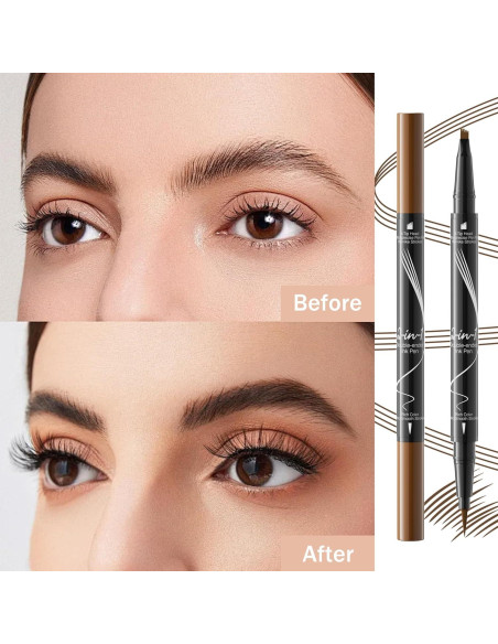 Lápiz de Cejas Microblading Impermeable Liayozl Gris 2-en-1