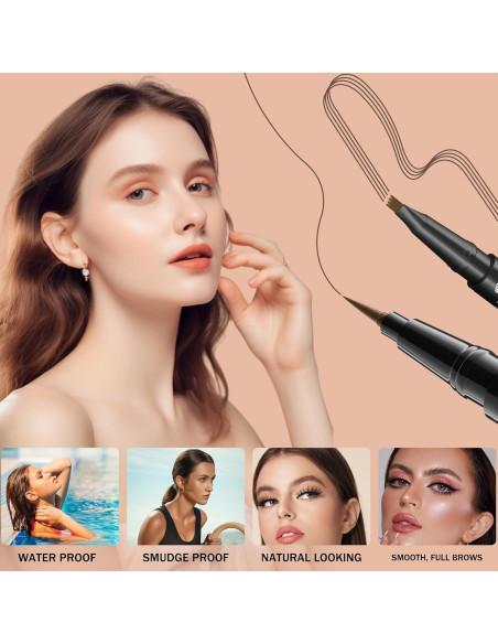 Lápiz de Cejas Microblading Impermeable Liayozl Gris 2-en-1