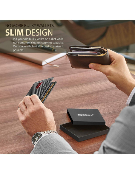 Billetera Slim RUNBOX de Cuero Genuino con Bloqueo RFID Billetera Slim RUNBOX de Cuero Genuino con Bloqueo RFID