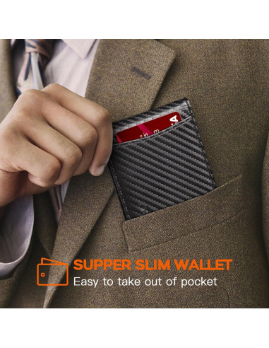 Billetera Slim RUNBOX de Cuero Genuino con Bloqueo RFID