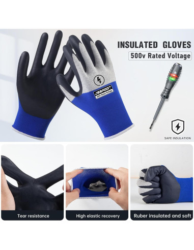 Guantes Aislantes Eléctricos JSBAGGT 500V Antideslizantes
