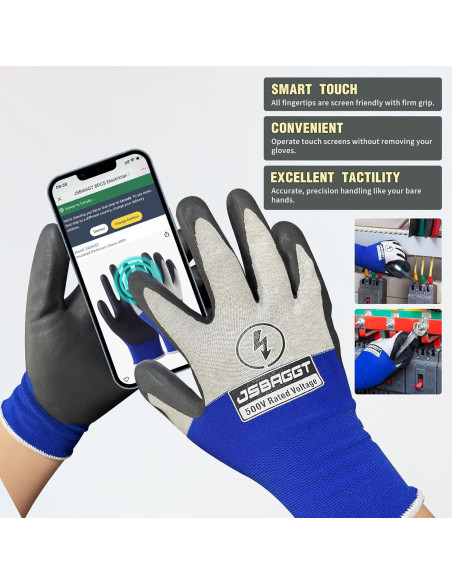 Guantes Aislantes Eléctricos JSBAGGT 500V Antideslizantes