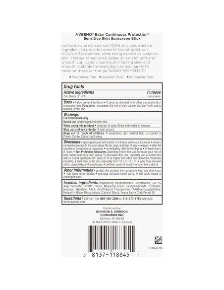 Aveeno Baby Protector Solar Mineral en Barra SPF 50 - 13.34 g