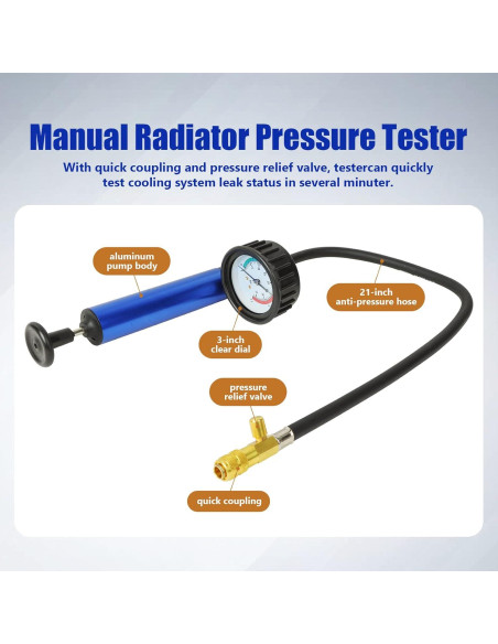 Kit de Prueba de Presión de Radiador 18 Piezas Yonligonju A1 Kit de Prueba de Presión de Radiador 18 Piezas Yonligonju A1