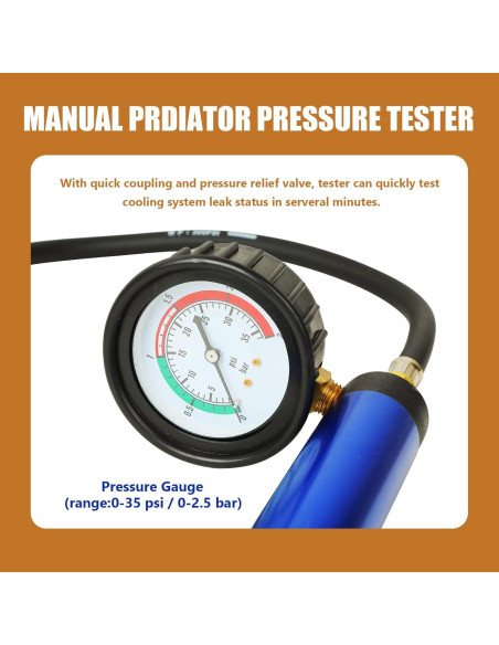 Kit de Prueba de Presión de Radiador 18 Piezas Yonligonju A1 Kit de Prueba de Presión de Radiador 18 Piezas Yonligonju A1
