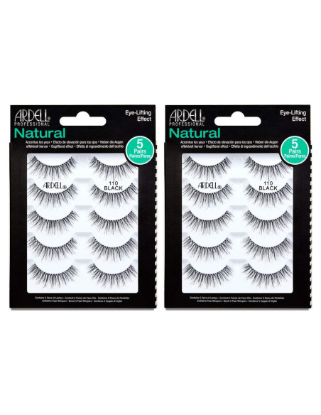 Pestañas Postizas Ardell 110 Negras - 5 Pares Reutilizables