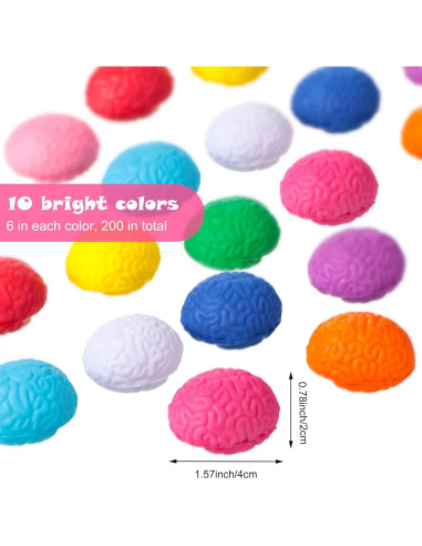 Bolas de Estrés en Forma de Cerebro Lenwen - 200 Pcs 4 cm