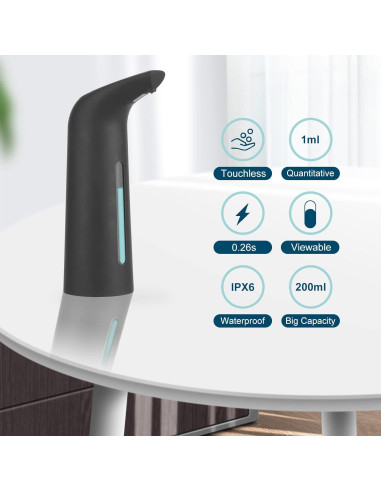 Dispensador de Jabón Automático TUMAN Pro 400ml Negro IPX6