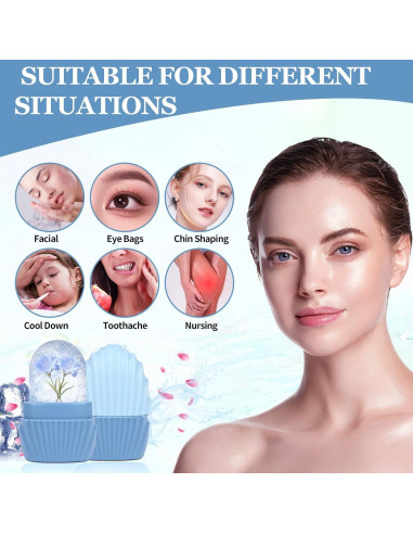 Rodillo de Hielo Facial Daifanni Sirena Azul - Antiarrugas y Masaje