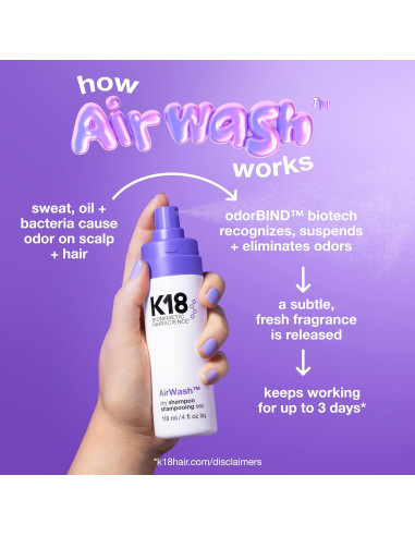 Champú Seco K18 AirWash 47.3 ml - Sin Aerosol, Sin Residuo