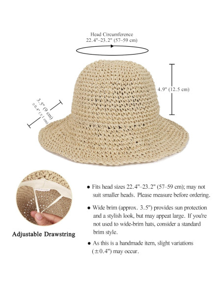 Sombrero de Paja Floppy Plegable para Mujeres - Protección Solar