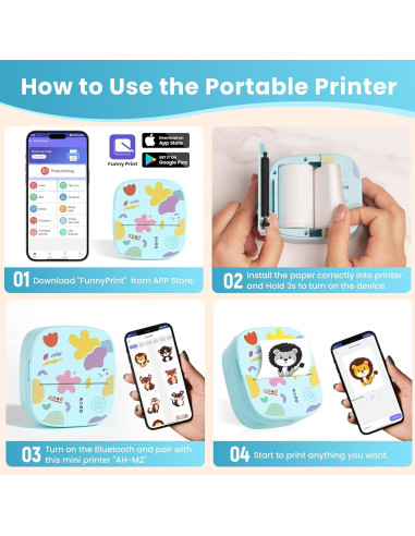 Mini Impresora de Etiquetas XenGro AHM2-B Bluetooth - Azul