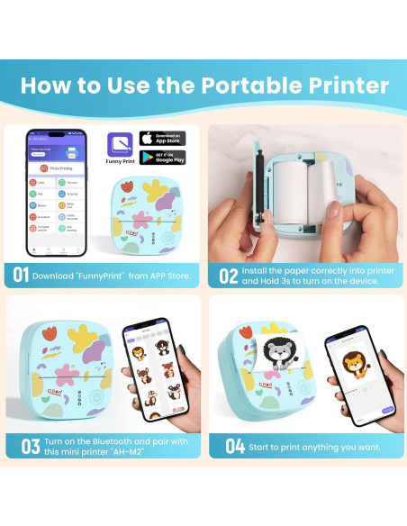 Mini Impresora de Etiquetas XenGro AHM2-B Bluetooth - Azul