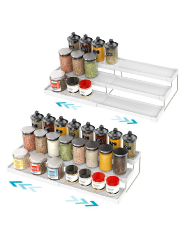 Estante de Especias Expandible YAN & HIN 3 Niveles Blanco