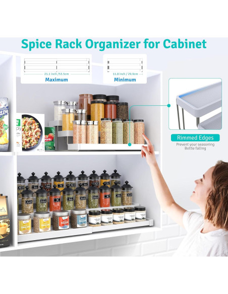 Estante de Especias Expandible YAN & HIN 3 Niveles Blanco