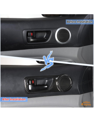 Panel de Manija Interior Aunginsy para Toyota Tacoma 2005-2015 - 4 Pcs Fibra de Carbono