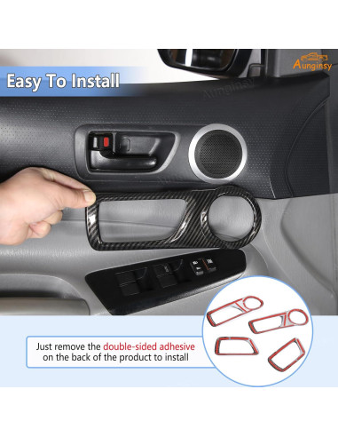 Panel de Manija Interior Aunginsy para Toyota Tacoma 2005-2015 - 4 Pcs Fibra de Carbono