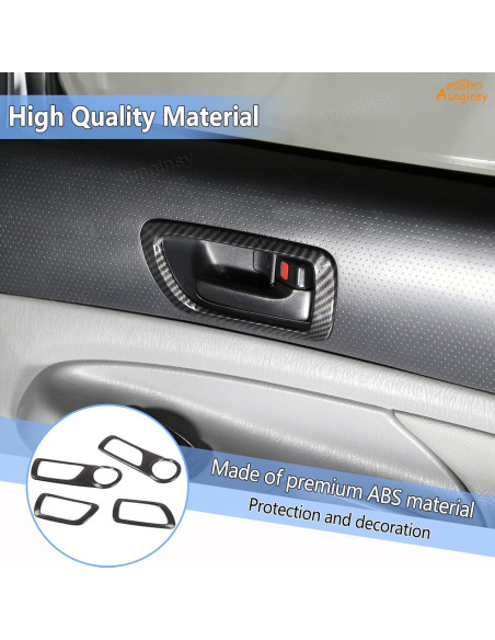 Panel de Manija Interior Aunginsy para Toyota Tacoma 2005-2015 - 4 Pcs Fibra de Carbono