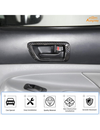Panel de Manija Interior Aunginsy para Toyota Tacoma 2005-2015 - 4 Pcs Fibra de Carbono