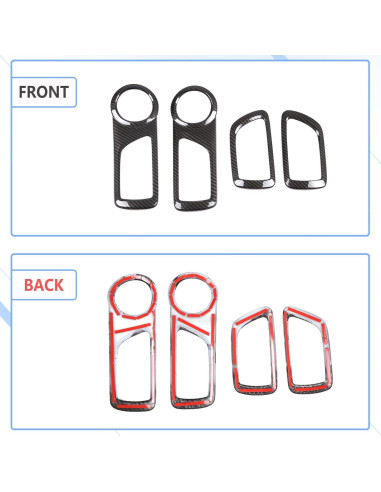 Panel de Manija Interior Aunginsy para Toyota Tacoma 2005-2015 - 4 Pcs Fibra de Carbono