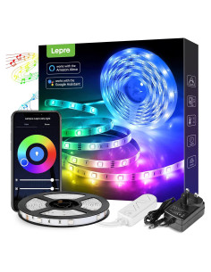 Luces LED Lepro Strip 5m RGB Control Remoto y Voz