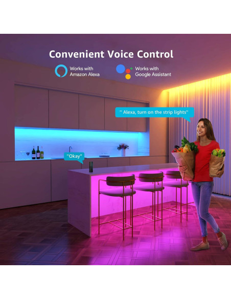 Luces LED Lepro Strip 5m RGB Control Remoto y Voz
