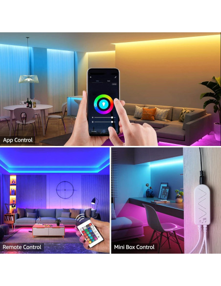 Luces LED Lepro Strip 5m RGB Control Remoto y Voz