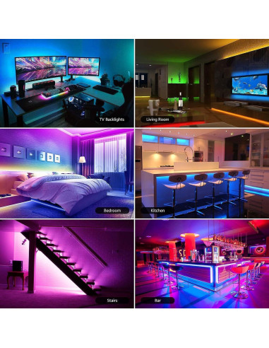 Luces LED Lepro Strip 5m RGB Control Remoto y Voz