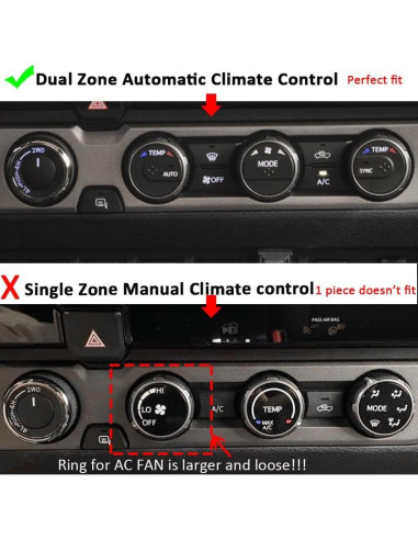 Cubiertas de Perilla de AC y Anillos de Ventilación Auovo para Toyota Tacoma 2016-2023 - 8 Piezas (Rojo)