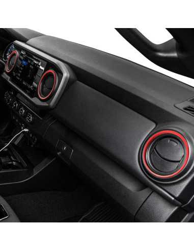 Cubiertas de Perilla de AC y Anillos de Ventilación Auovo para Toyota Tacoma 2016-2023 - 8 Piezas (Rojo)