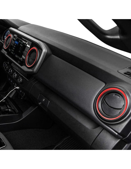 Cubiertas de Perilla de AC y Anillos de Ventilación Auovo para Toyota Tacoma 2016-2023 - 8 Piezas (Rojo)
