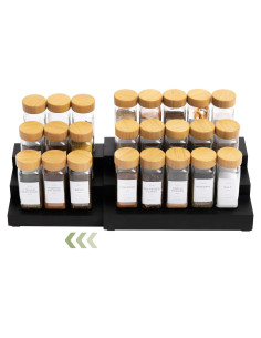 Organizador de Especias Expandible KitchenEdge 3 Niveles Bambú Negro
