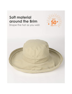 Sombrero de Sol Plegable para Mujeres Algodón Beige Claro 2