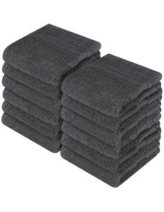 Juego de Paños de Lujo Utopia 30x30 cm 600 GSM 100% Algodón Gris 2